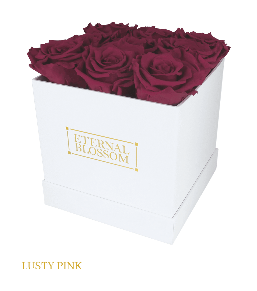 9 Piece Blossom Box - White Box - All Colours of Year Lasting Infinity Roses