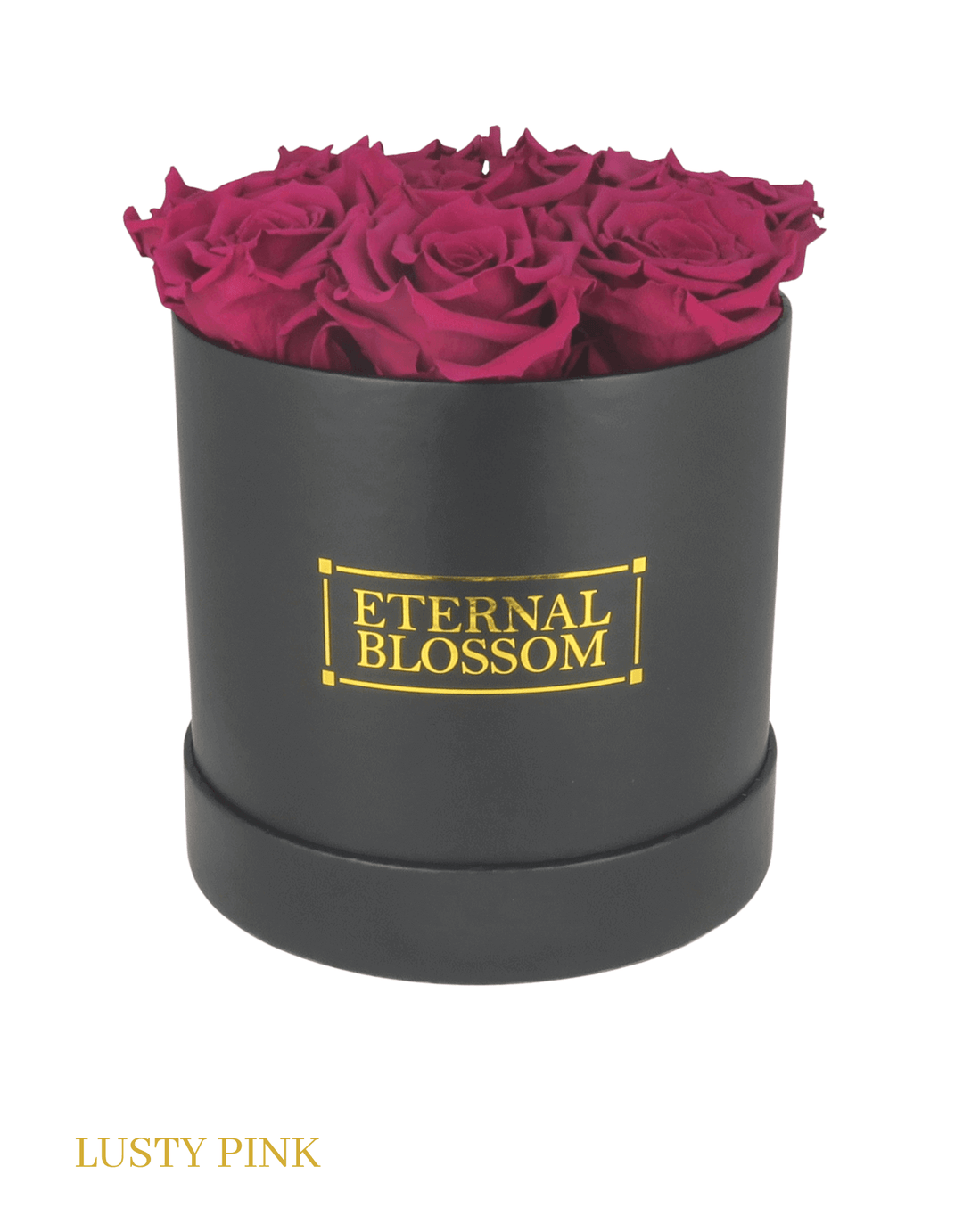 Medium Round Blossom Box - Black Box - All Colours of Year Lasting Infinity Roses