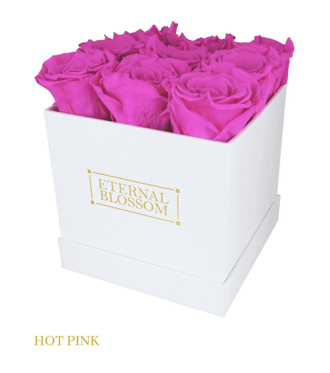 9 Piece Blossom Box - White Box - All Colours of Year Lasting Infinity Roses