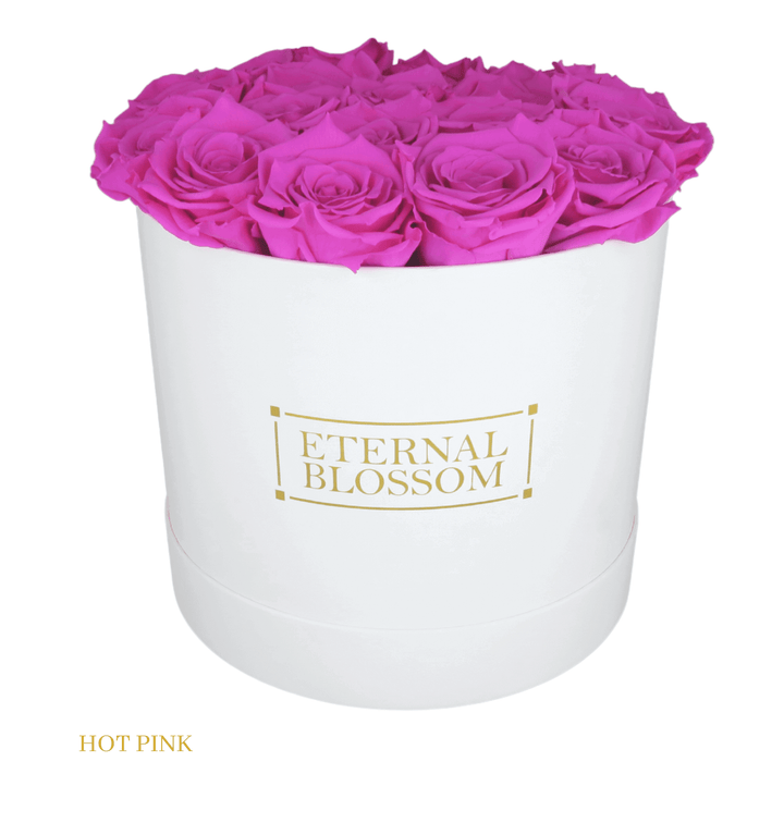 Large Round Blossom Box - White Box - Year Lasting Rose Arrangement