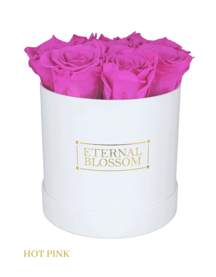 Medium Round Blossom Box - White Box - All Colours of Year Lasting Infinity Roses