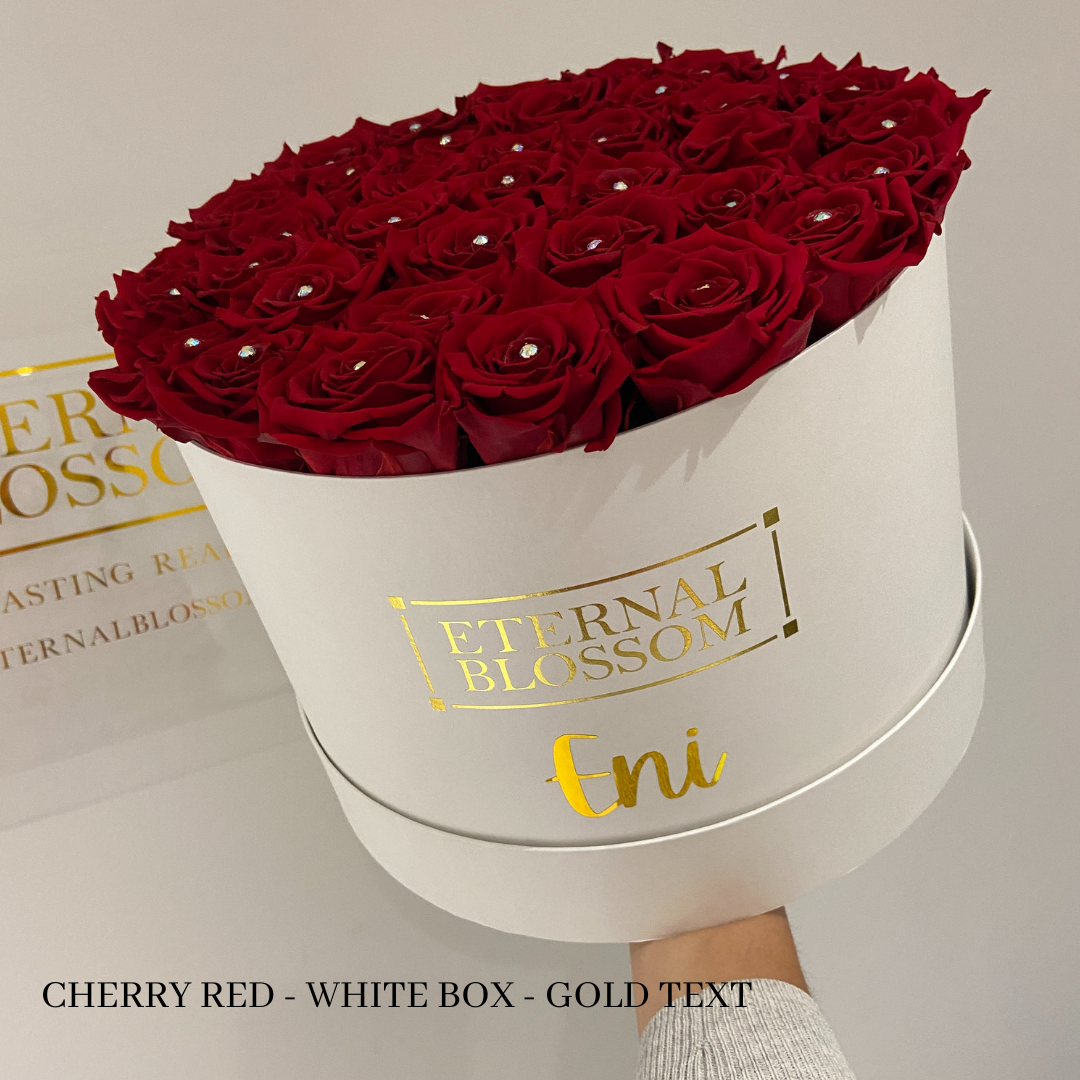 Personalised Round Blossom Box - Extra Large Year Lasting Rose Arrangement