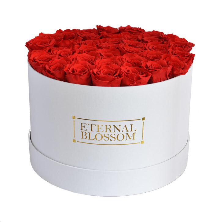 Extra Large Round Blossom Box - Year Lasting Rose Arrangement - White Box