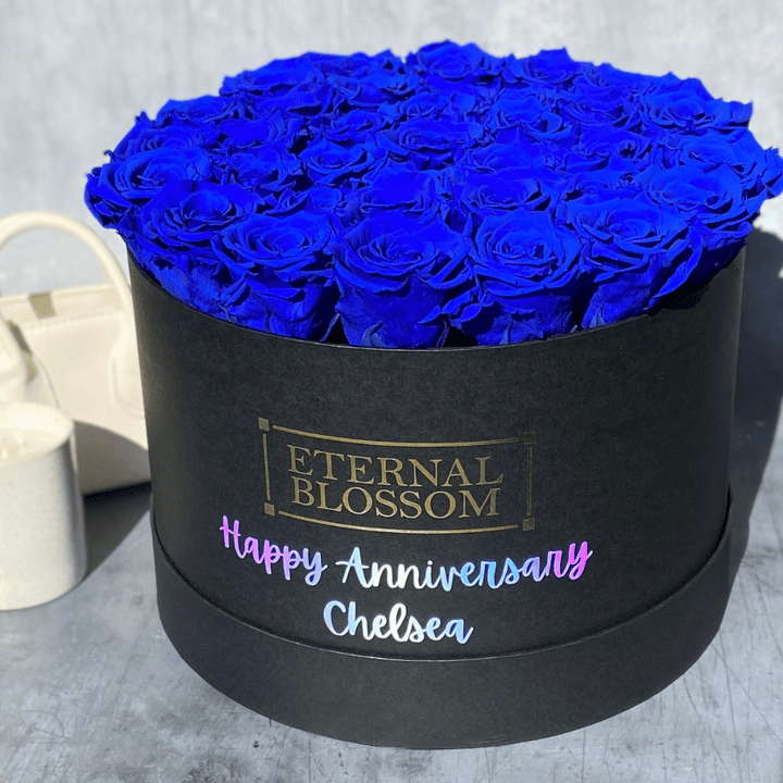 Personalised Round Blossom Box - Extra Large Year Lasting Rose Arrangement