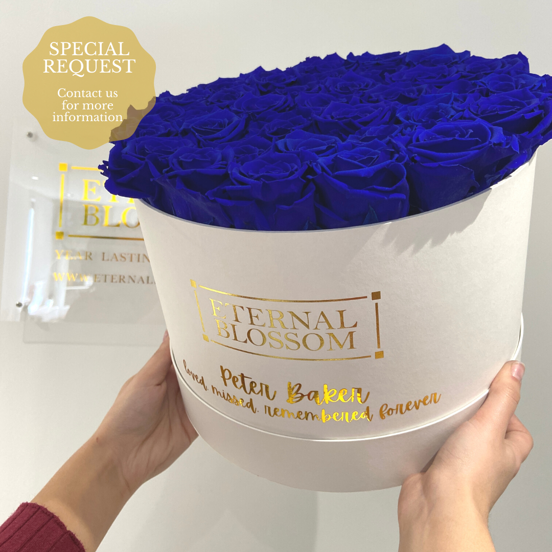 Personalised Round Blossom Box - Extra Large Year Lasting Rose Arrangement