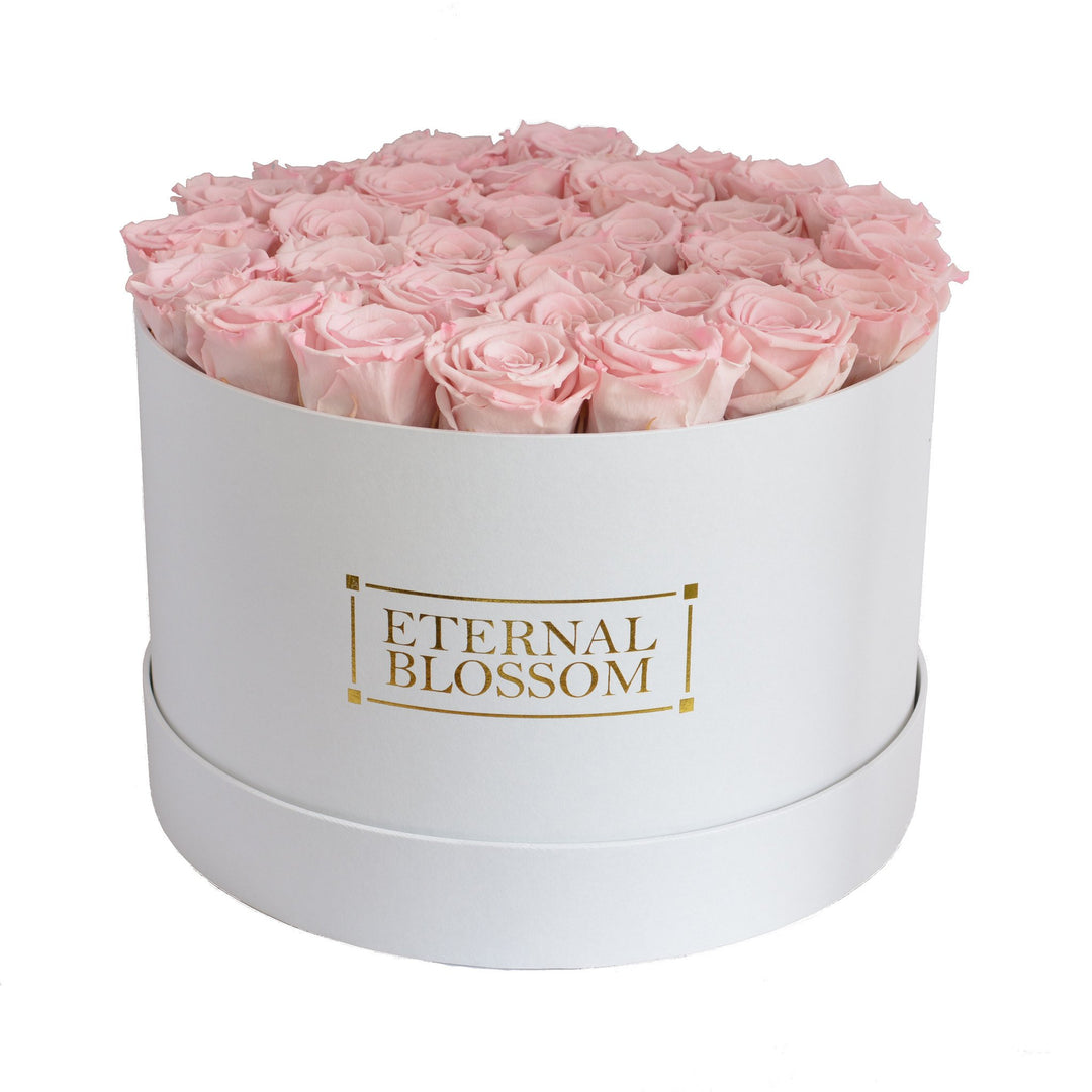 Extra Large Round Blossom Box - Year Lasting Rose Arrangement - White Box