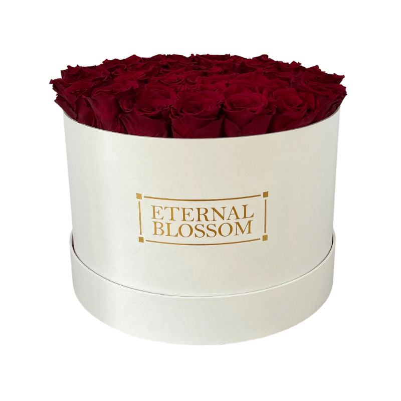 Extra Large Round Blossom Box - Year Lasting Rose Arrangement - White Box