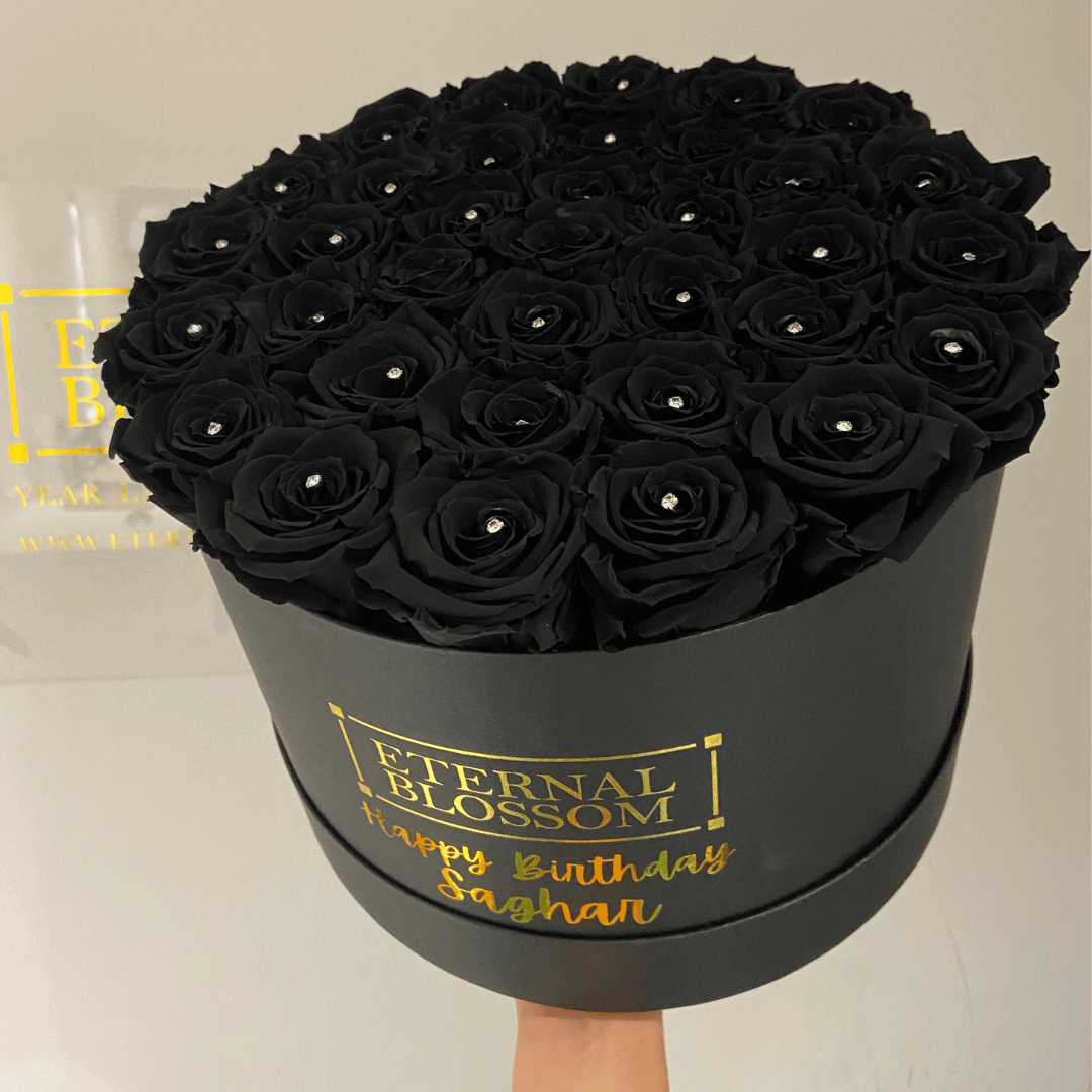 Personalised Round Blossom Box - Extra Large Year Lasting Rose Arrangement