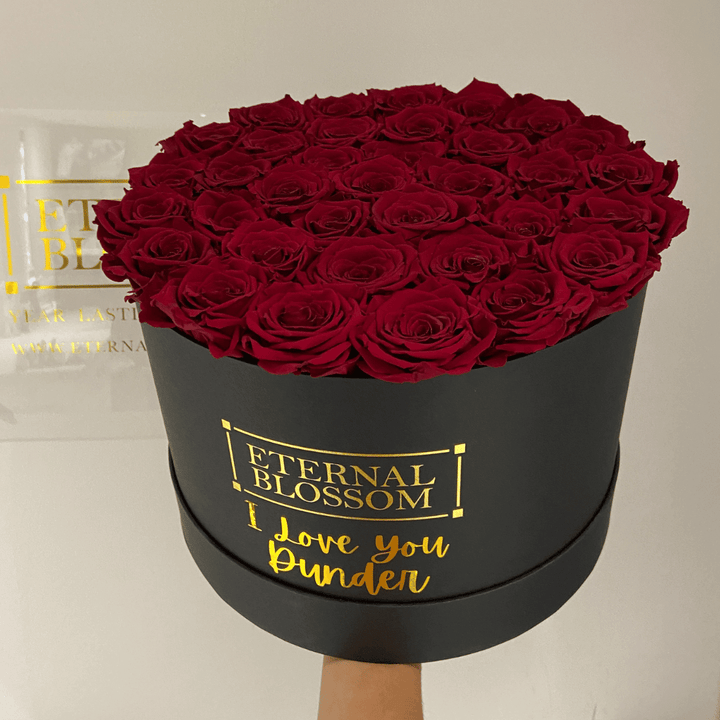 Personalised Round Blossom Box - Extra Large Year Lasting Rose Arrangement