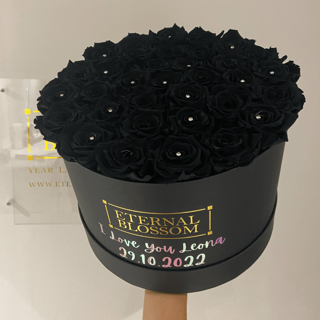 Personalised Round Blossom Box - Extra Large Year Lasting Rose Arrangement