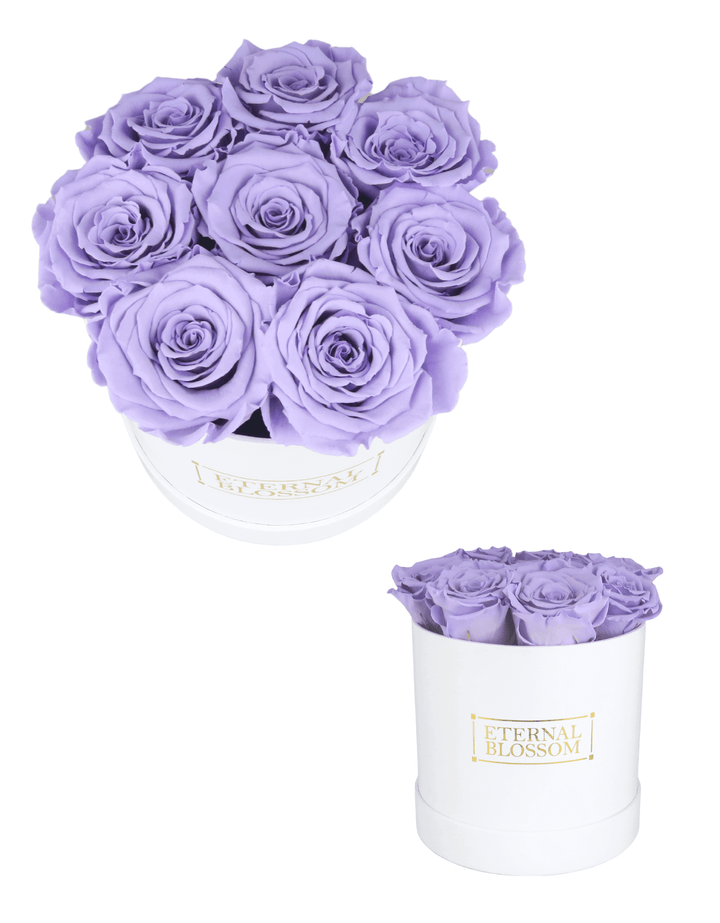 Medium Round Blossom Box - White Box - All Colours of Year Lasting Infinity Roses