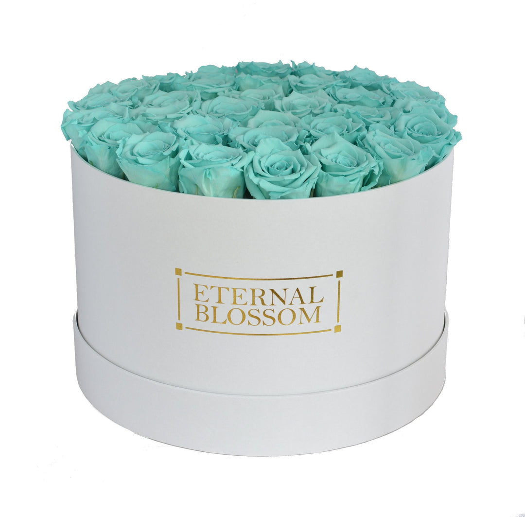 Extra Large Round Blossom Box - Year Lasting Rose Arrangement - White Box